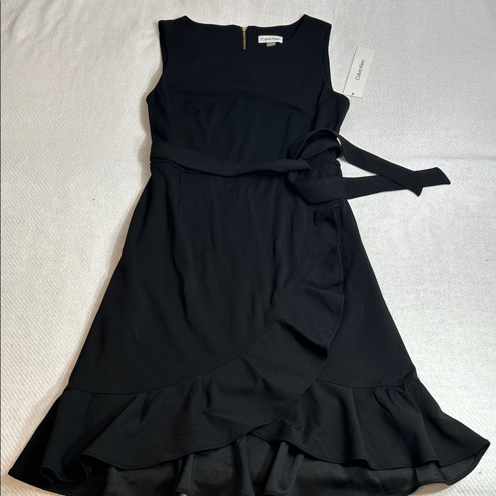 Calvin Klein Black Ruffle Midi Dress